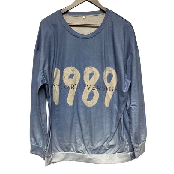 Taylor Swift 1989 Taylor's Version Blue Microfiber Sweatshirt Top Shirt Large - Picture 1 of 8